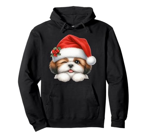 Shih Tzu Hund Weihnachten Weihnachtsmannmütze Hund Mama Papa Pullover Hoodie Shih Tzu Hund Weihnachten Weihnachtsmannmütze Hund Mama Papa Pullover Hoodie von Shih Tzu Dog Tees NYC