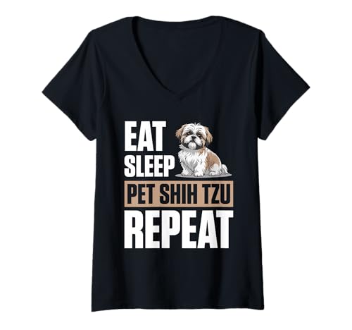 Damen Shih Tzu Hund T-Shirt mit V-Ausschnitt Damen Shih Tzu Hund T-Shirt mit V-Ausschnitt von Shih Tzu Gifts for Men and Women