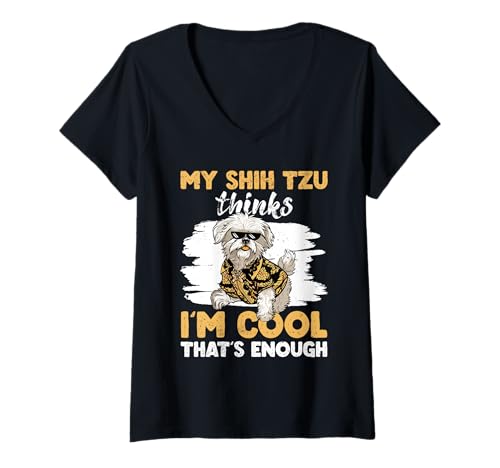 Damen Shih Tzu Hund T-Shirt mit V-Ausschnitt Damen Shih Tzu Hund T-Shirt mit V-Ausschnitt von Shih Tzu Gifts for Men and Women