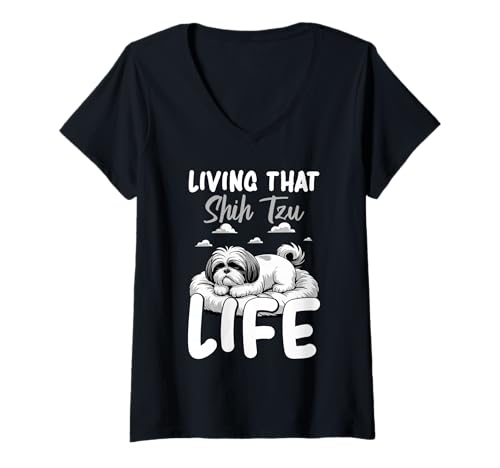 Damen Shih Tzu Hund T-Shirt mit V-Ausschnitt Damen Shih Tzu Hund T-Shirt mit V-Ausschnitt von Shih Tzu Gifts for Men and Women