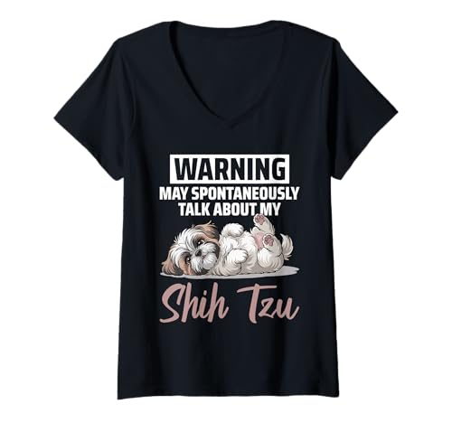 Damen Shih Tzu Hund T-Shirt mit V-Ausschnitt Damen Shih Tzu Hund T-Shirt mit V-Ausschnitt von Shih Tzu Gifts for Men and Women