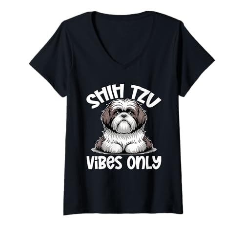 Damen Shih Tzu Hund T-Shirt mit V-Ausschnitt Damen Shih Tzu Hund T-Shirt mit V-Ausschnitt von Shih Tzu Gifts for Men and Women