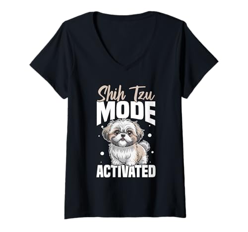 Damen Shih Tzu Hund T-Shirt mit V-Ausschnitt Damen Shih Tzu Hund T-Shirt mit V-Ausschnitt von Shih Tzu Gifts for Men and Women