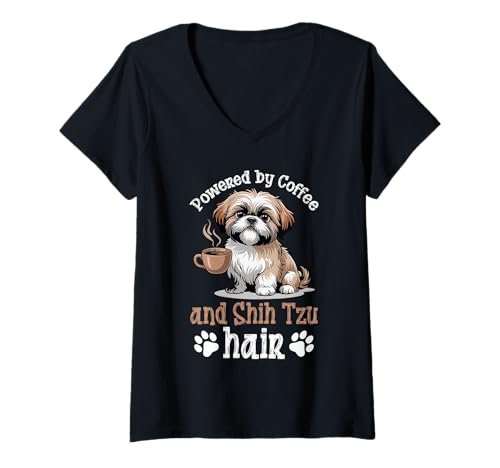 Damen Shih Tzu Hund T-Shirt mit V-Ausschnitt Damen Shih Tzu Hund T-Shirt mit V-Ausschnitt von Shih Tzu Gifts for Men and Women