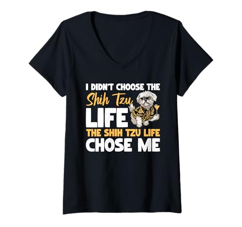 Damen Shih Tzu Hund T-Shirt mit V-Ausschnitt Damen Shih Tzu Hund T-Shirt mit V-Ausschnitt von Shih Tzu Gifts for Men and Women