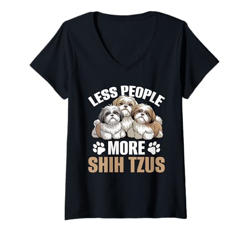Damen Shih Tzu Hund T-Shirt mit V-Ausschnitt Damen Shih Tzu Hund T-Shirt mit V-Ausschnitt von Shih Tzu Gifts for Men and Women
