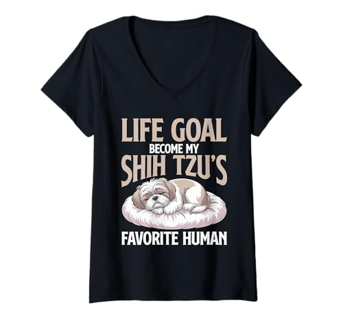 Damen Shih Tzu Hund T-Shirt mit V-Ausschnitt Damen Shih Tzu Hund T-Shirt mit V-Ausschnitt von Shih Tzu Gifts for Men and Women