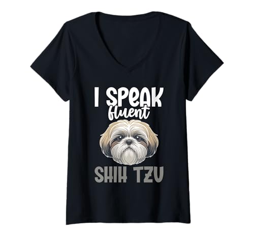 Damen Shih Tzu Hund T-Shirt mit V-Ausschnitt Damen Shih Tzu Hund T-Shirt mit V-Ausschnitt von Shih Tzu Gifts for Men and Women