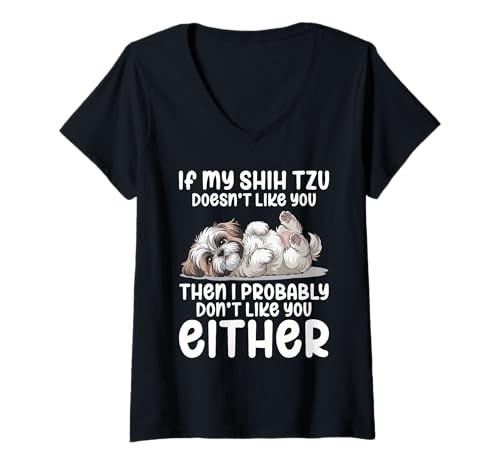 Damen Shih Tzu Hund T-Shirt mit V-Ausschnitt Damen Shih Tzu Hund T-Shirt mit V-Ausschnitt von Shih Tzu Gifts for Men and Women
