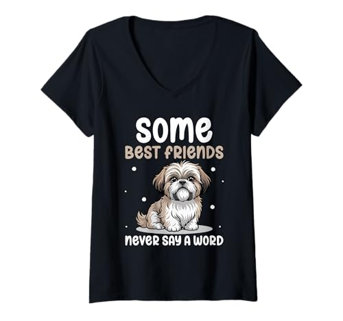 Damen Shih Tzu Hund T-Shirt mit V-Ausschnitt Damen Shih Tzu Hund T-Shirt mit V-Ausschnitt von Shih Tzu Gifts for Men and Women