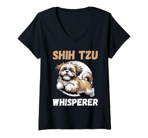Damen Shih Tzu Hund T-Shirt mit V-Ausschnitt Damen Shih Tzu Hund T-Shirt mit V-Ausschnitt von Shih Tzu Gifts for Men and Women