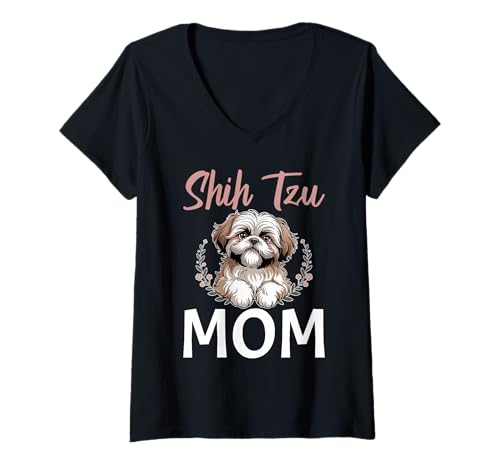 Damen Shih Tzu Hund T-Shirt mit V-Ausschnitt Damen Shih Tzu Hund T-Shirt mit V-Ausschnitt von Shih Tzu Gifts for Men and Women
