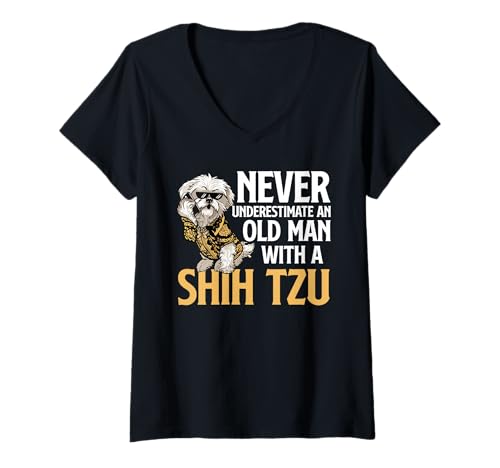 Damen Shih Tzu Hund T-Shirt mit V-Ausschnitt Damen Shih Tzu Hund T-Shirt mit V-Ausschnitt von Shih Tzu Gifts for Men and Women