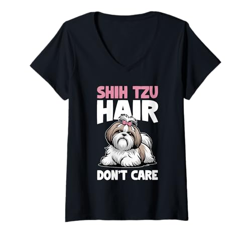 Damen Shih Tzu Hund T-Shirt mit V-Ausschnitt Damen Shih Tzu Hund T-Shirt mit V-Ausschnitt von Shih Tzu Gifts for Men and Women