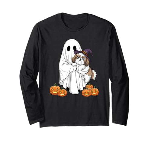 Lustiger Geist Shih Tzu Kürbis Halloween Kinder Herren Damen Langarmshirt Lustiger Geist Shih Tzu Kürbis Halloween Kinder Herren Damen Langarmshirt von Shih Tzu Lover Cute Halloween Outfits for Boy Girl