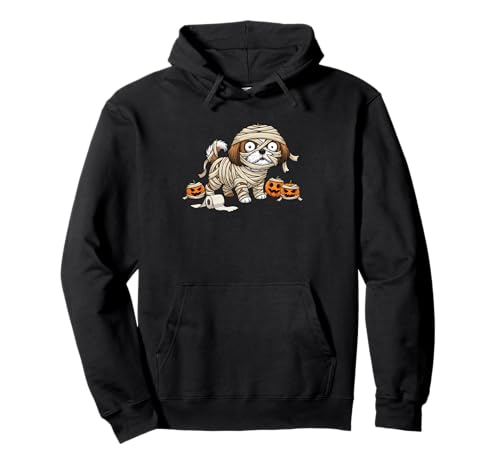 Lustiger Shih Tzu Mummy Kürbis Halloween Kinder Herren Damen Pullover Hoodie von Shih Tzu Lovers Cute Halloween Outfits Boy Girl