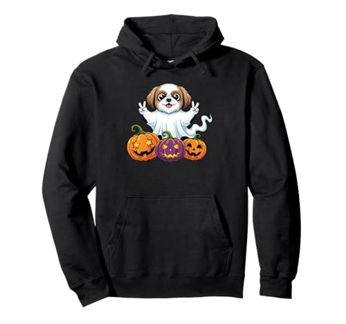 Lustiger Shih Tzu Geist Kürbis Boo Halloween Kinder Herren Damen Pullover Hoodie von Shih Tzu Lovers Halloween Ghost Pumpkin Outfits