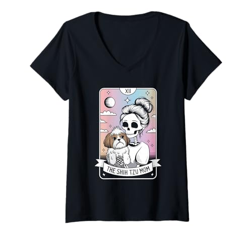 Damen Die Shih Tzu Mama T-Shirt mit V-Ausschnitt Damen Die Shih Tzu Mama T-Shirt mit V-Ausschnitt von Shih Tzu Mama Tarot