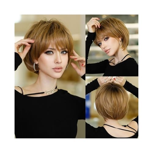 Perücken Ombre Blonde Perücke for Frauen Tägliche Party Flauschige Bob Perücke Kunsthaar Mode Perücke für Tägliche Party Verwendung von Shihan-2015