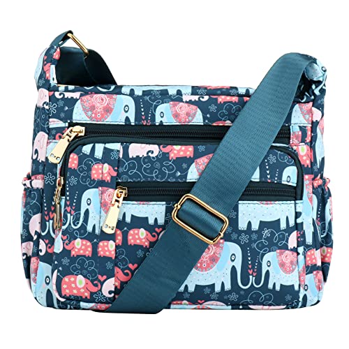 Damen-Umhängetasche, mehrere Taschen, lässige Umhängetasche, Nylon, Umhängetasche, wasserdichte Umhängetasche, Messenger-Hobo-Tasche mit Reißverschluss, elefant, Einheitsgröße von Shilanmei