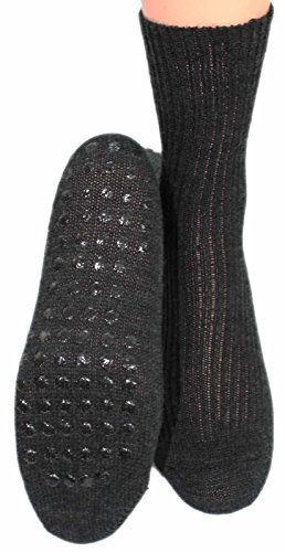 ABS Herren Antirutsch Socken Stoppersocken mit Wolle - Perfekt als Hausschuhersatz, Farben alle:schwarzmeliert, Größe:43/46 von Shimasocks