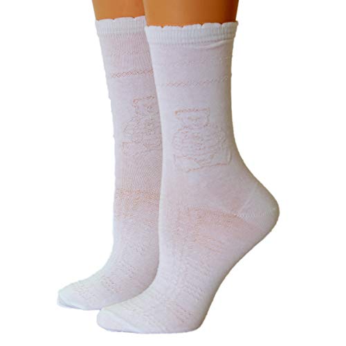 Shimasocks Kinder Damen Socken weiß Motiv Bärchen, Farben alle:weiß, Größe:31/34 bzw. 122/128 von Shimasocks