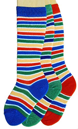 Shimasocks Kinder Kniestrümpfe Ringel 3er Pack, Farben alle:Blockringel, Größe:31/34 von Shimasocks