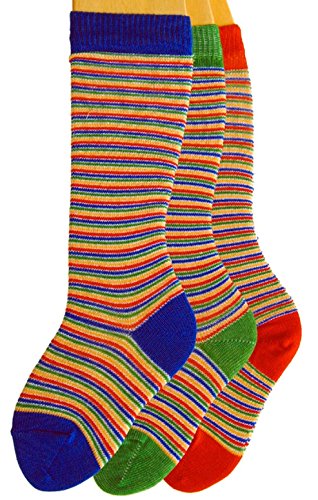 Shimasocks Kinder Kniestrümpfe Ringel 3er Pack, Farben alle:Feinringel, Größe:31/34 von Shimasocks