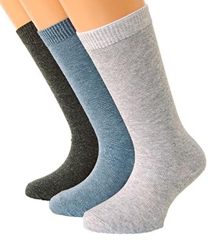 Shimasocks Kinder Kniestrümpfe uni 3er Pack, Farben alle:anthrazit/jeansmeliert/graumeliert, Größe:23/26 von Shimasocks