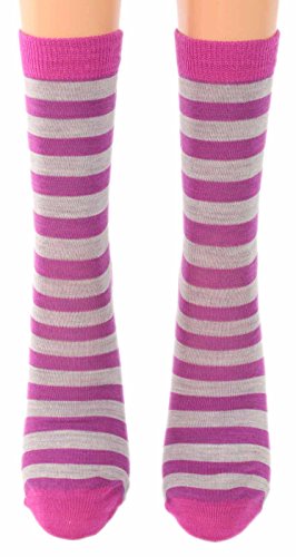 Shimasocks Modische Damen & Mädchen Woll Socken im Ringel Look - Strümpfe PINK gestreift, Farben alle:pink/helllila, Größe:31/34 bzw. 122/128 von Shimasocks