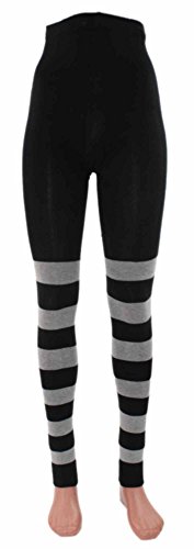 Shimasocks Ringel-Leggings Bio Baumwolle, Farben alle:schwarz-graumeliert geringelt, Größe:48/50 von Shimasocks