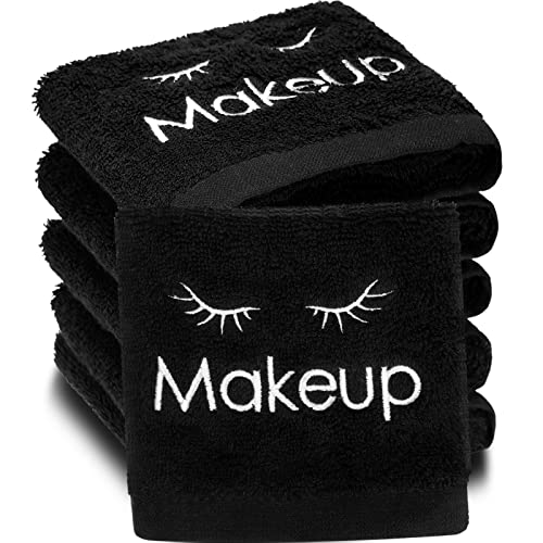 Shimeyao 12 Stück 33 x 33 cm schwarze Make-up-Handtücher für Gesicht, Baumwolle, Make-up, Waschlappen, wasserabsorbierend, weiche Gesichtsreinigungstücher für Damen, Business-Hautpflege von Shimeyao