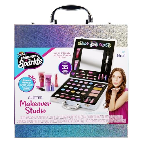 Shimmer 'n Sparkle Glitter Makeover Studio Beauty Kit - All-in-One Beauty für Augen, Wangen und Lippen ab 8 Jahren von CRA-Z-ART