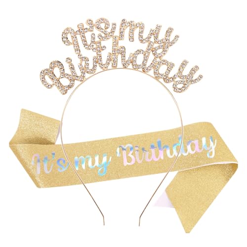 Shimmerz Geburtstagskrone mit Schärpe für Frauen Mädchen Geburtstag Tiara Krone mit Strass Party Deko Accessoires Glod Silber 2er Set Shimmerz Geburtstagskrone mit Schärpe für Frauen Mädchen Geburtstag Tiara Krone mit Strass Party Deko Accessoires Glod Silber 2er Set von Shimmerz