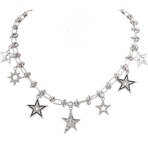 Shimmerz Grunge Stern Anhänger Titanstahl Anhängerkette mit Elektroplattierung, Punk Y2K Ästhetik Schmuck für Mädchen und Frauen von Shimmerz