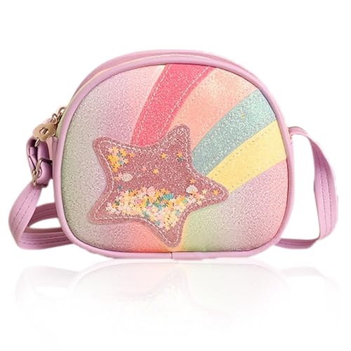 Shimmerz Kinder Umhängetasche Mädchen, Glitter Girls Crossbody Tasche Umhängetasche, Kinderhandtaschen, Handtasche Mädchen mit Verstellbare Schultergurt（Lila） von Shimmerz