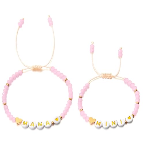 Shimmerz Mutter Tochter Perlen Armband Set Für 2 Mama Und Ich Passende Perlen Armbänder Mama Und Mini Passende Herz Armbänder Für Mutter Tochter Valentinstag Muttertag von Shimmerz