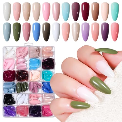 Shimmerz Press On Nails Set 576 Stück 24 Farben Mittlere Mandel Form Künstliche Fingernägel Vollflächig Leicht Matte Natürliche Falsche Nägel Nageldesign Frauen von Shimmerz