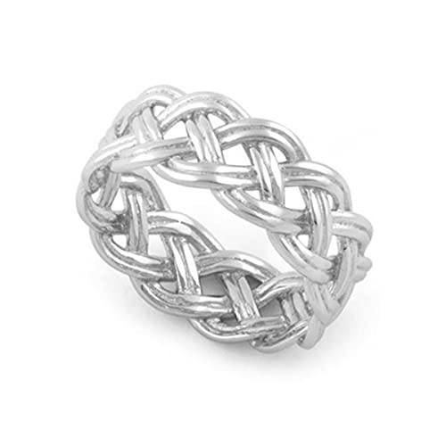 925 Sterling Silber Platin überzogener Doppelter keltischer Knoten Design Bandring Damen Schmuck (17) von Shine Jewel