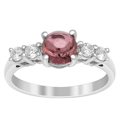 925 Sterling Silber Solitaire Akzente Rosa Turmalin Edelstein Cluster Ring (56 (17.8)) von Shine Jewel