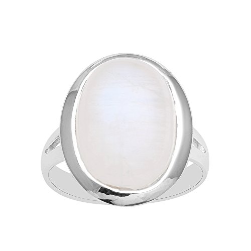 936 Sterling Silber Lünette Set Big Oval RainBow Mondstein Anweisung Ring von Shine Jewel