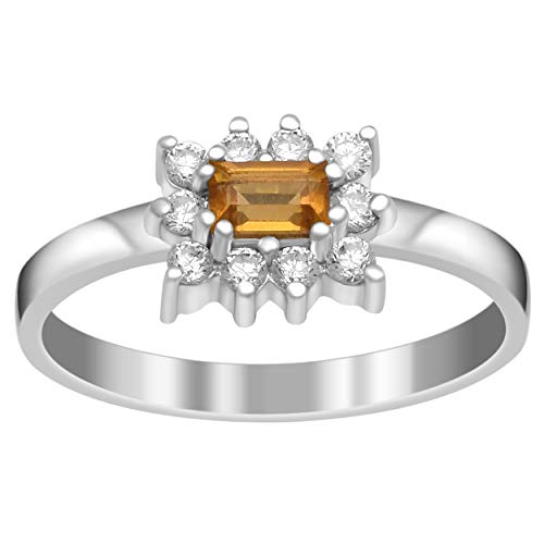 Cluster Ring! 925 Sterling Silber 0,66 ct Citrin Edelstein Verlobung Frauen Ring (56 (17.8)) von Shine Jewel
