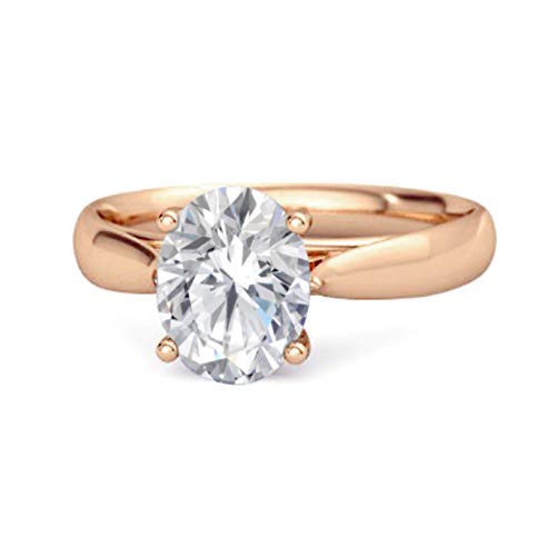 Einzelstein 1,50 Ctw Moissanite Diamant 925 Sterling Silber stapelbarer Ring Damenschmuck (Rosévergoldetes Silber, 19) von Shine Jewel
