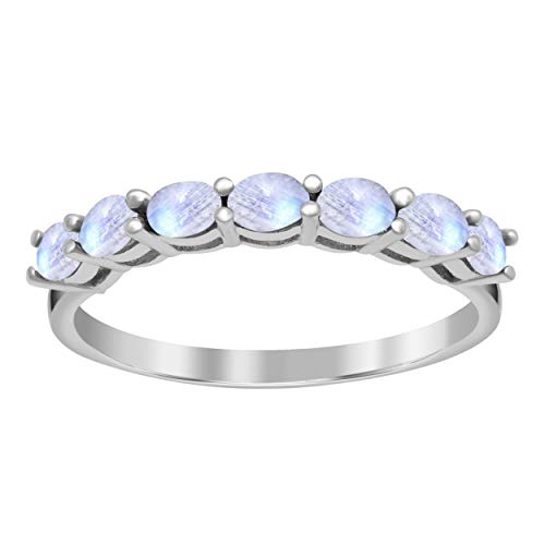 Halb Ewigkeit 925 Sterling Silber 1,25 Ctw Moonstone Engagement Stapelbarer Ring (52 (16.6)) von Shine Jewel