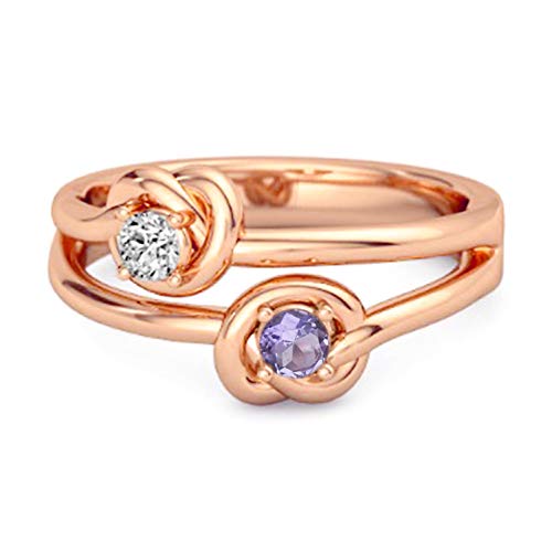 Liebesknoten 0,10 ct Amethyst Edelstein Roségold plattiert 925 Sterling Silber Er & Sie versprechen Ring (66 (21.0)) von Shine Jewel