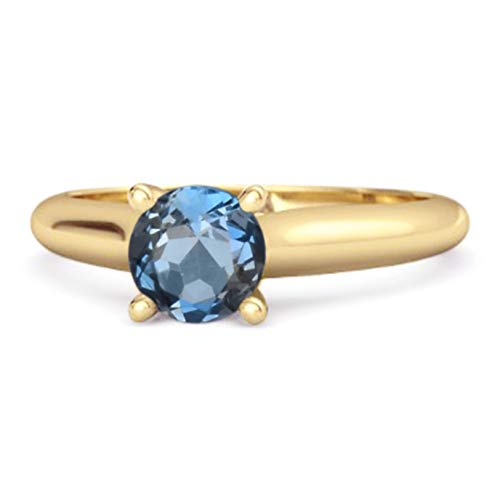 Multi Wählen Sie Ihren Edelstein 0,25 Ctw Solitaire 925 Sterling Silber Gelbgold plattiert Delaney Ring (57 (18.1), London-Blautopas) von Shine Jewel