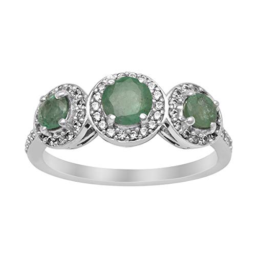 Natürlicher grüner Smaragd 925 Sterling Silber Frauen Ehering Ring (58 (18.5)) von Shine Jewel