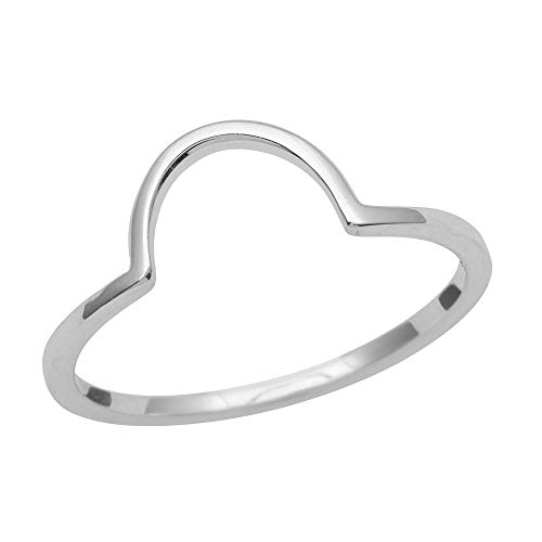 Ozean Welle U-Kurve Band Solide 925 Sterling Silber Minimalistisch Zierlich Stapelbar Ring (52 (16.6)) von Shine Jewel