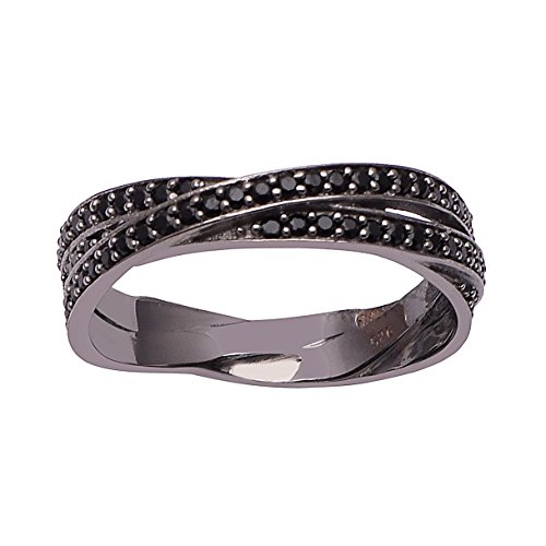 Schwarzer Spinell Edelstein Doppelter Schaft 925 Sterling Silber Ring (66 (21.0)) von Shine Jewel