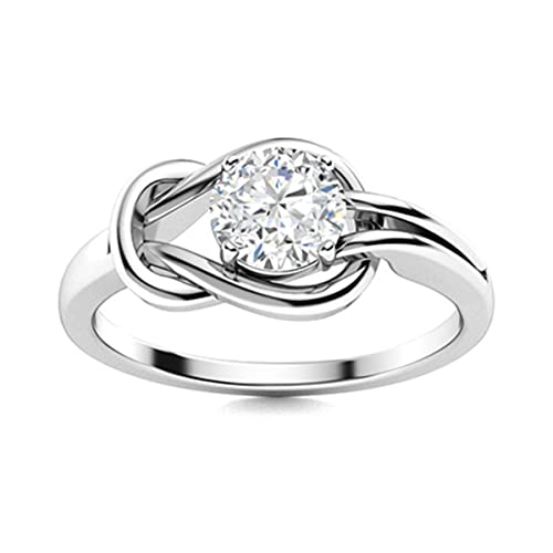 Shine Jewel 0.75 Ctw runder Moissanite-Diamant-Unendlichkeits-Liebes-Knoten-925 Sterlingsilber-Ring-Frauen-Schmuck (Sterling Silber, 16.5) von Shine Jewel